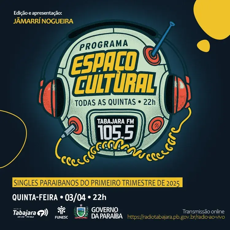 Cartaz do evento QUINTAS DIALÓGICAS com tema sobre a história da biodança, com a professora Sandra Barbosa como debatedora, dia 3 de abril às 9h no Espaço Cultural da Paraíba.