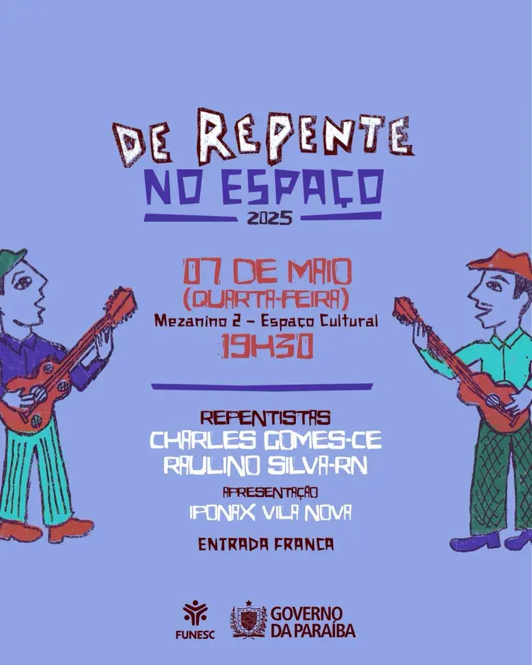 Cartaz do curso de Teatro da FUNESC, destacando o módulo de Teatro de Rua com detalhes sobre inscrições, aulas e requisitos.