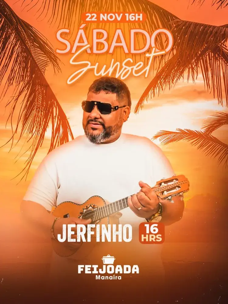 Imagem promocional do show de Higor Reis na Feijoada Manaíra, anunciando apresentação no dia 21 de novembro às 19h.