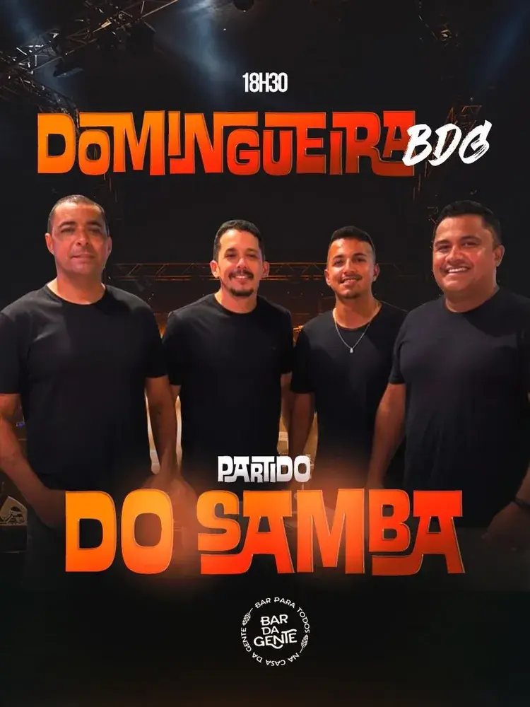 Imagem promocional do evento no Bar Da Gente com o cantor Naldo Teixeira, horário 20h30, transmissão do jogo Palmeiras x Flamengo, e promoção de Amstel: "Cada mesa que estiver com uma Amstel na hora de um gol ganha outra na hora".