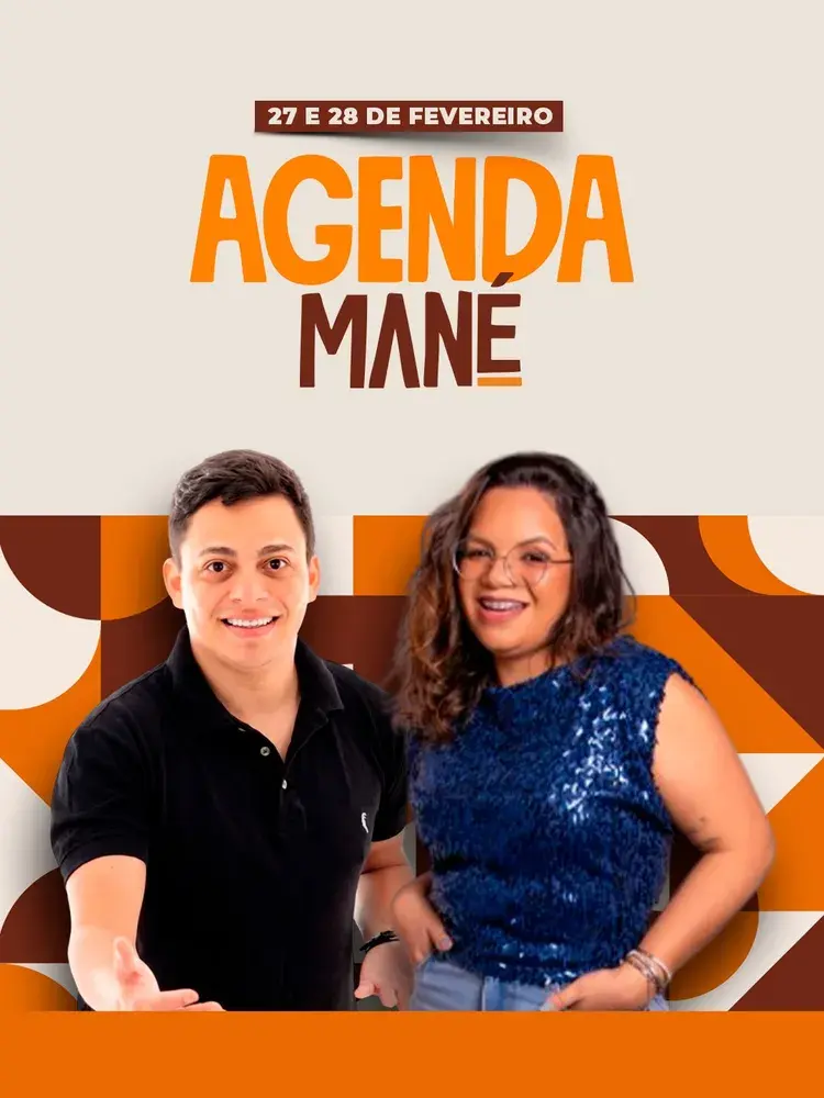 Agenda do Mané mostrando os dias 27 e 28 de fevereiro com informações sobre música boa e comida arretada.
