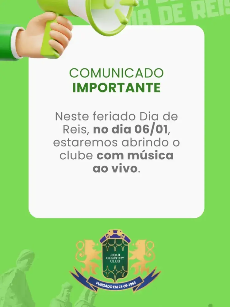 Imagem do anúncio do show de Karlinho Gogó de Aço no Jiqui Country Club, dia 04 de janeiro de 2026 às 12h30, com endereço Rua Teotônio Rodrigues da Silva, 7, Nova Parnamirim, telefone para contato e logo do Jiqui Country Club.